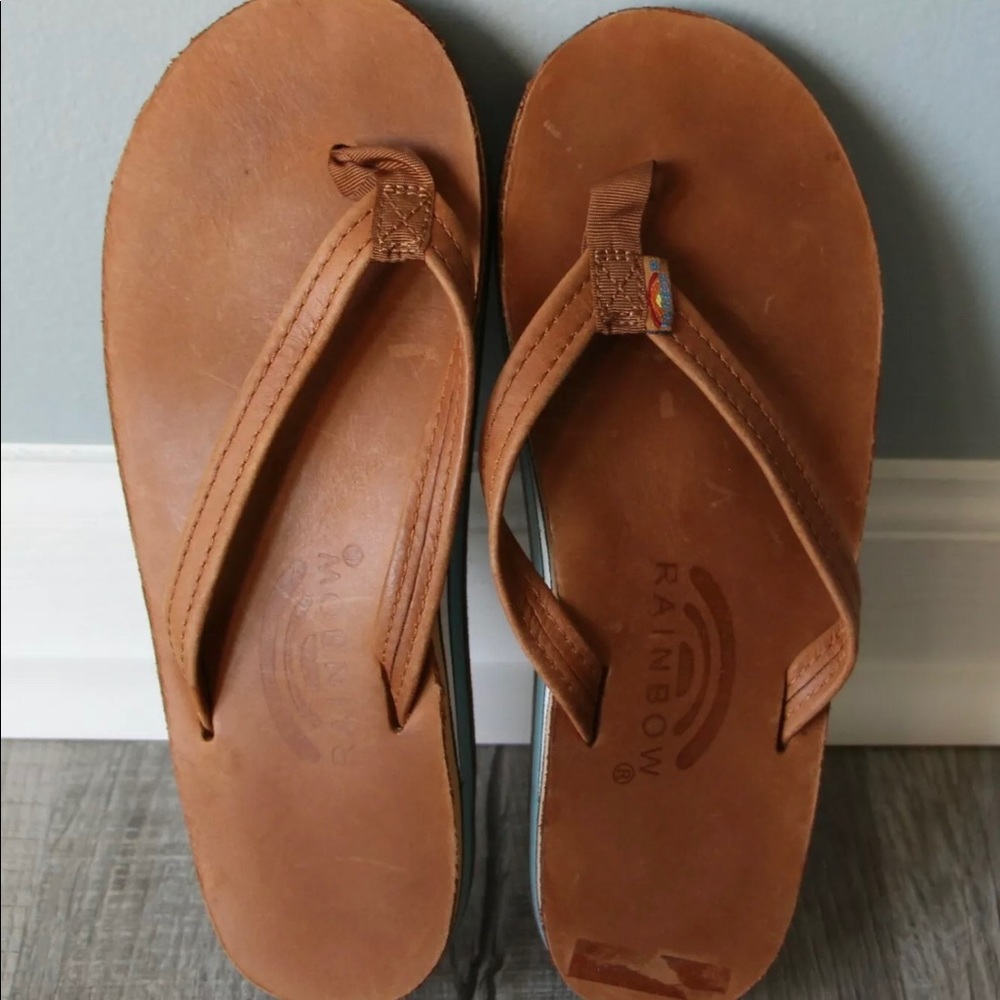 Rainbow sandals double arch thin strap brown small